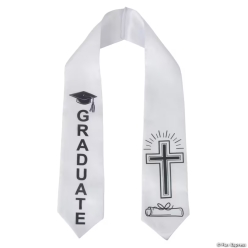 Kids Religious Cross & Scroll Graduation Stole