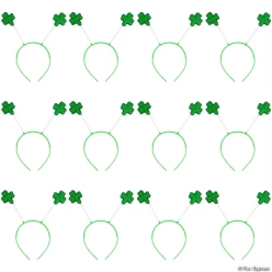 St. Patrick's Day Green Glitter Shamrock Head Boppers-12Pk