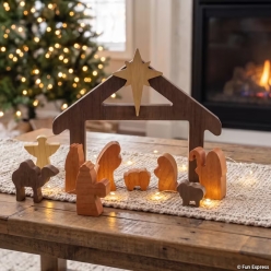 Wooden Silhouette Christmas Nativity Tabletop Set