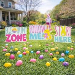 Easter Whimsy Single-Sided Plastic Yard Signs-3Pk