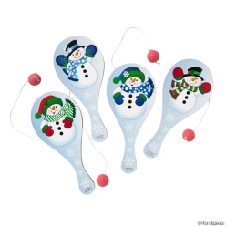 Smiling Snowman Winter Paddleball Games-8Pk