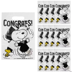 Snoopy Graduate Plastic Goody Bags - 12Pk