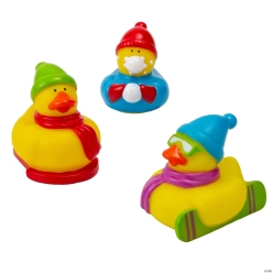 Winter Sled, Snowboard & Snowball Rubber Ducks-9Pk
