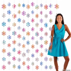 Snowflake Iridescent Hanging Strand Decorations-12Pk