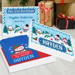 *PERSONALIZED Snowman Christmas Eve Box w/ Blue Shirt