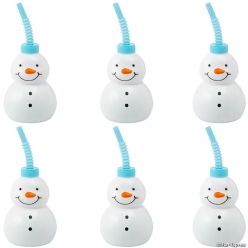 Snowman Shaped Cups with Lids & Straws-6Pk