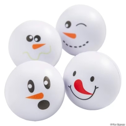 Snowman Face Foam Stress Balls-12Pk