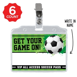 Soccer VIP Game On Clip-On Badges 6pk
