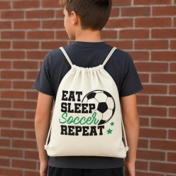 Soccer Eat Sleep Repeat Drawstring Backpack
