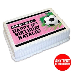 Soccer Pink Personalized Edible Icing