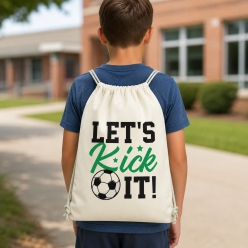 Soccer Let's Kick It Drawstring Backpack
