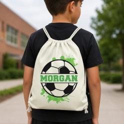 Soccer Monogram Personalized Drawstring Backpack