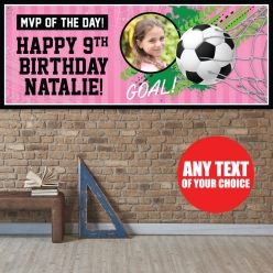 Soccer Pink PERSONALIZED PHOTO Giant Vinyl Keepsake Banner