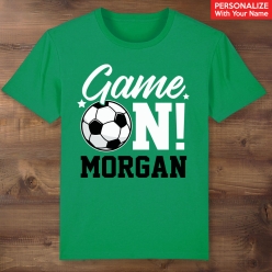 Soccer Game On Personalized Green T-shirt