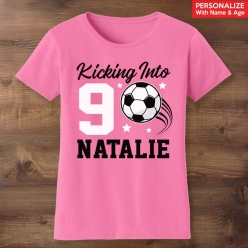 Soccer Personalized Name & Age Pink T-shirt