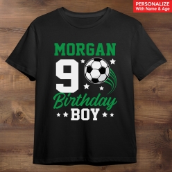 Soccer Birthday Personalized Black T-shirt