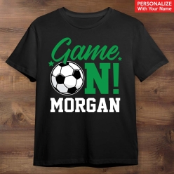 Soccer Game On Personalized Black T-shirt