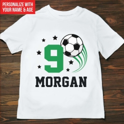 Soccer Personalized Name & Age T-shirt- Choose Size