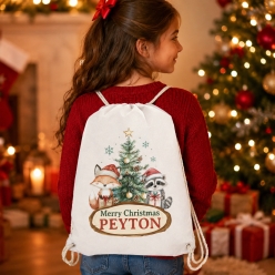 Woodland Watercolour Personalized Drawstring Backpack