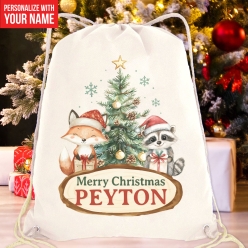 60% OFF: Woodland Watercolour Personalized Drawstring Backpack