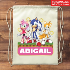 60% OFF: Sonic Pink PERSONALIZED Name Drawstring Backpack