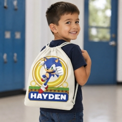 Sonic PERSONALIZED Name Drawstring Backpack