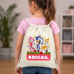 Sonic Pink PERSONALIZED Name Drawstring Backpack