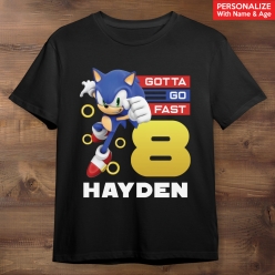 55% OFF: Sonic Personalized Name & Age Black T-shirt