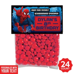 Spiderman Personalized Treat Bags & Tags - 24pk