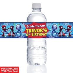 Spidey & Friends PERSONALIZED VINYL Bottle Labels - 10 PK