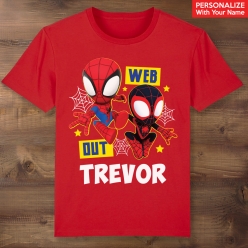 Spidey & Miles Personalized Name Red T-shirt