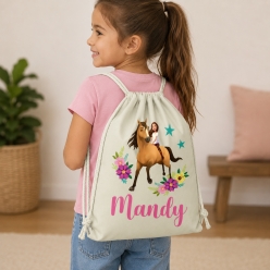Spirit & Lucky Personalized Drawstring Backpack