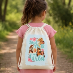 Spirit Find Your Wild Personalized Drawstring Backpack
