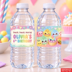 Dumpling Squishy PERSONALIZED VINYL Bottle Labels - 10 PK