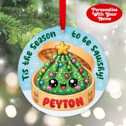Personalized Squishy Dumpling Christmas Wood Ornament