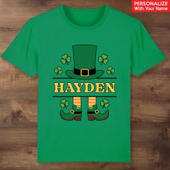 St Pat's Boy Personalized Name Green T-shirt