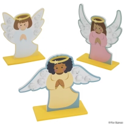 Standing Angel Silver Pom-Pom Craft Kit-6Pk