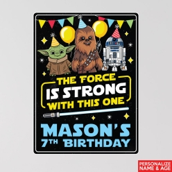 The Force is Strong Birthday Personalized Vinyl Decal