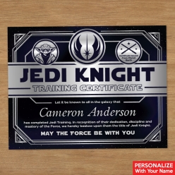 Jedi Knight PERSONALIZED Training Certificate