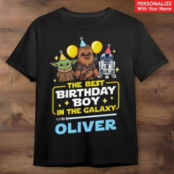 Star Wars Birthday Boy Personalized Black Tshirt