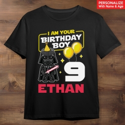 I Am Your Birthday Boy Personalized Black Tshirt