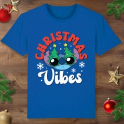 Lilo & Stitch Christmas Vibes Blue T-shirt