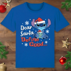 Lilo & Stitch Define Good Christmas Blue T-shirt