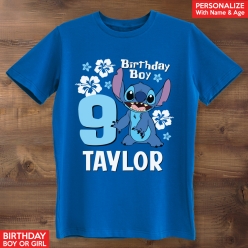 55% OFF: Lilo & Stitch Birthday Personalized Blue T-shirt