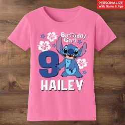 55% OFF: Lilo & Stitch Hibiscus Personalized Pink T-shirt