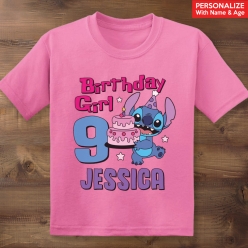 55% OFF: Lilo & Stitch Birthday Girl Personalized Pink T-shirt