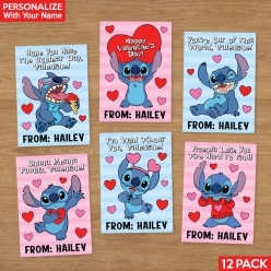 Stitch PERSONALIZED Valentine Cards 12 PK
