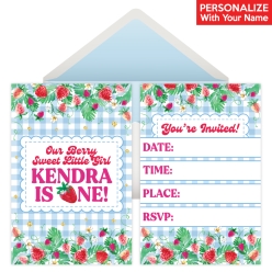 Strawberry 1st PERSONALIZED Invitations - 8 Pack