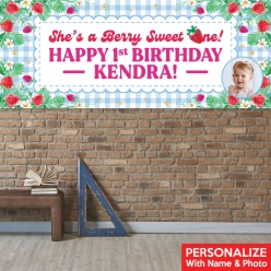 Stawberry 1st PERSONALIZED Vinyl Giant Keepsake PHOTO Banner