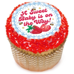 Strawberry Baby Shower Cupcake Icing Toppers 12pk